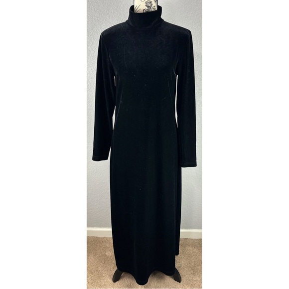 Express Vintage 90s Y2K Tricot Velvet Effect Maxi Dress Black Whimsigoth 9/10 - Picture 1 of 8